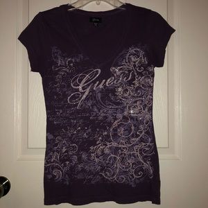Guess plum purple v neck. Size M .